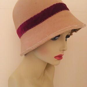 Hand made and hand sewn 22.5” cloche style hat.